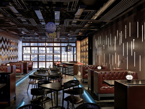 工业风酒吧 餐吧 清吧su模型