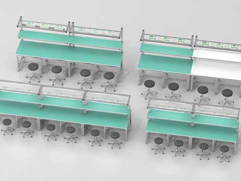 现代防静电工作台 车间流水线工作台su模型