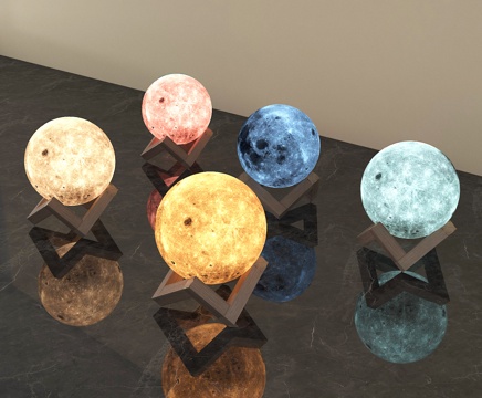 现代月球灯 装饰灯su模型