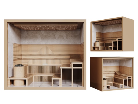  现代桑拿房 汗蒸房3d模型 