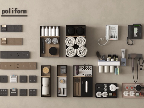 现代酒店客房用品su模型