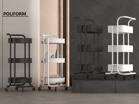 现代置物架 小推车su模型