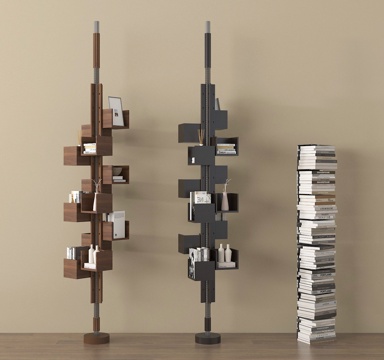 现代书架 旋转书架 装饰架 书架su模型