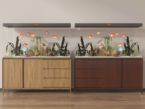 现代鱼缸 水族箱su模型