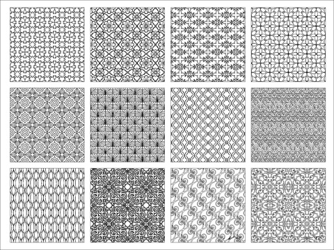新中式背景底纹图案cad施工图