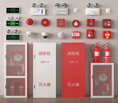  消防器材 消防栓 灭火器 隐藏式消防栓3d模型 