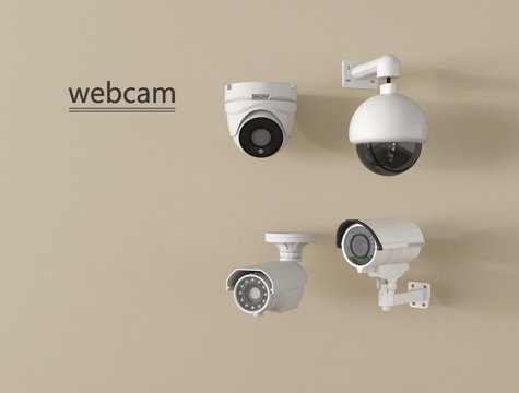 现代安防监控摄像头 摄像头 监控组合su模型