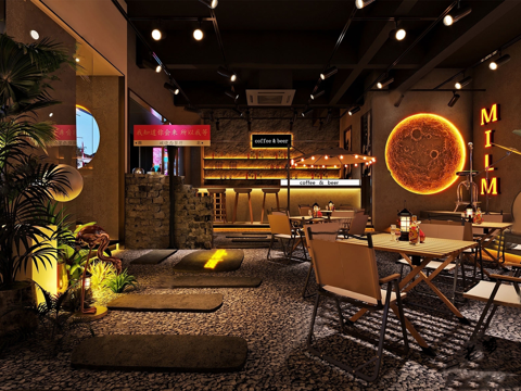 工业露营风酒吧 音乐酒吧su模型