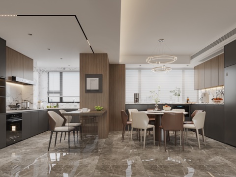  现代意式餐厅3d模型 