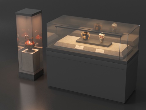 现代展柜 博物馆展柜su模型