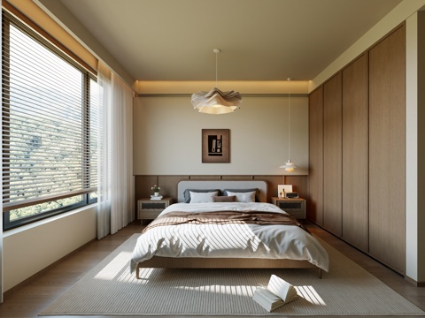  新中式卧室 宋氏卧室 中古风卧室 复古家居卧室 禅意家居卧室3d模型 