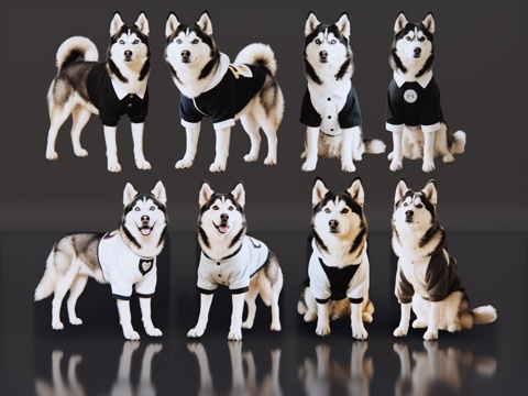 2D宠物狗 宠物 哈士奇 中型宠物狗 居家宠物su模型