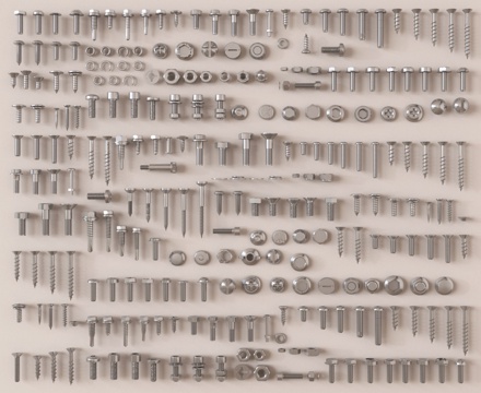 现代五金 螺丝钉 螺丝螺帽 不锈钢螺丝su模型
