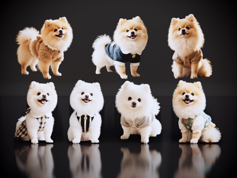 2D宠物狗 宠物 博美 小型宠物狗 居家宠物su模型