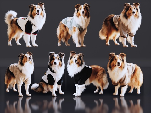 2D宠物狗 宠物 苏牧 苏格兰牧羊犬 中型宠物狗 居家宠物su模型