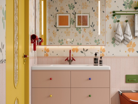 现代多巴胺浴室柜su模型