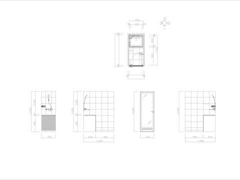 卫生间 淋浴间cad施工图