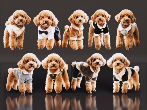 2D宠物狗 宠物 泰迪 小型宠物狗 居家宠物su模型