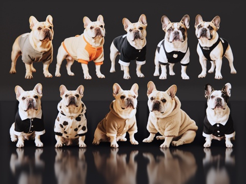 2D宠物狗 宠物 法斗 小型宠物狗 居家宠物su模型