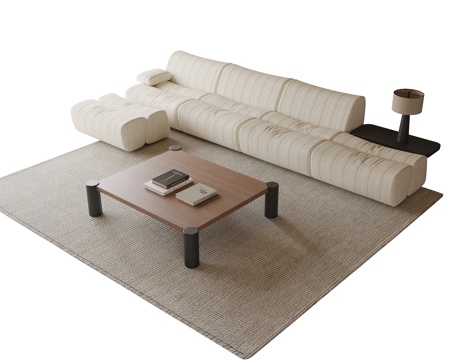 现代沙发茶几组合su模型