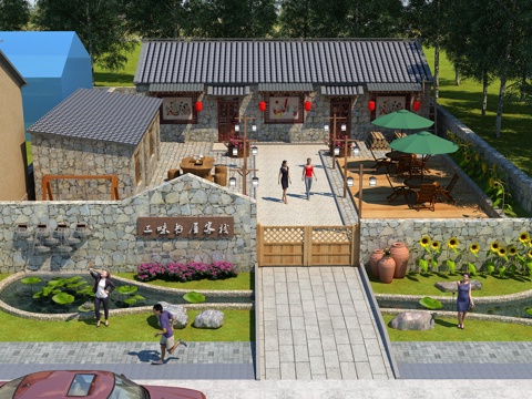  农家院 民宿 美丽乡村 乡村振兴 乡村 农村 民居 街道3d模型 