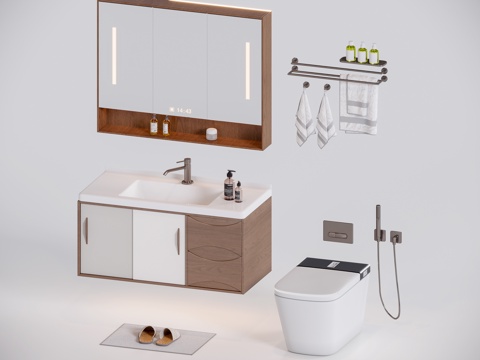 中古风浴室柜su模型