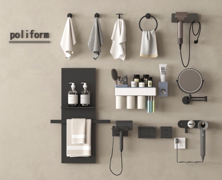 卫浴小件 毛巾架 毛巾 置物架su模型