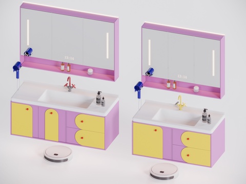 现代多巴胺浴室柜su模型