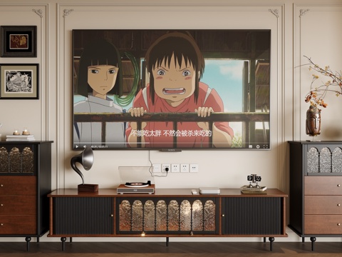 法式中古风电视柜 五斗柜su模型