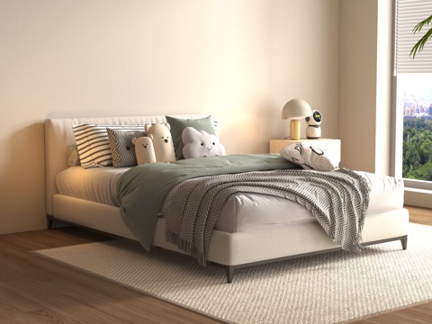 现代儿童床su模型