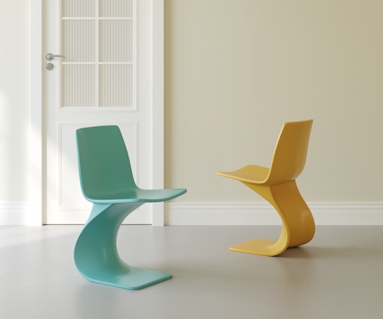 现代奶油儿童单椅su模型