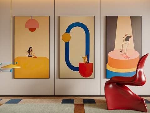 现代多巴胺装饰画su模型