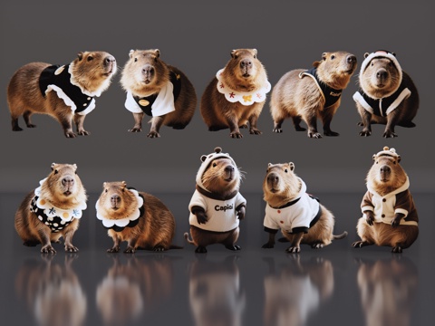 2D宠物 宠物 卡皮巴拉 水豚 中型宠物 居家宠物su模型