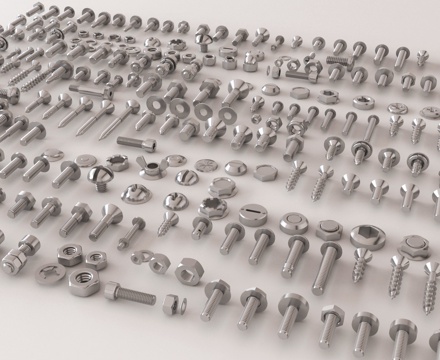 现代五金 螺丝钉 螺丝螺帽 不锈钢螺丝su模型