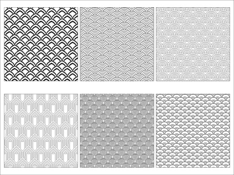 新中式鱼鳞纹cad施工图