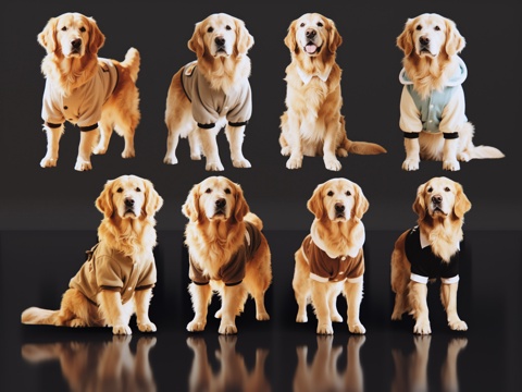 2D宠物狗 宠物 金毛 中型宠物狗 居家宠物su模型