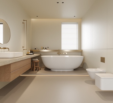 现代卫生间 洗手台 浴缸su模型