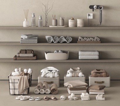 卫浴小件 毛巾架 毛巾 置物架su模型