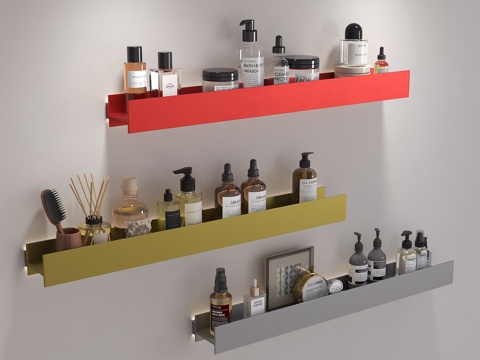 现代置物架 浴室置物架 发光层板 置物架 不锈钢书架 不锈钢su模型