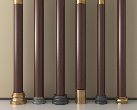 中式木质柱子su模型