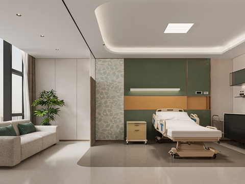 现代医院病房 养老院房间su模型