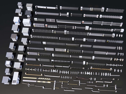 现代伸缩门 道闸闸机 摆闸 起落杆 门禁栏杆 折叠门 人行车su模型