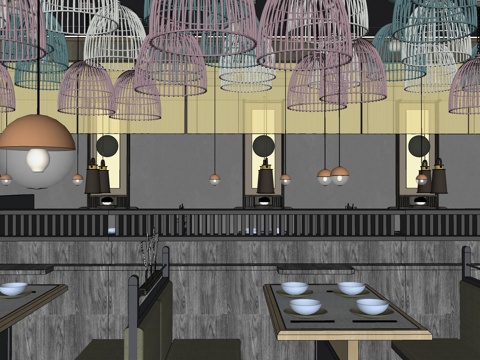 凤翎阁中餐厅全景su模型