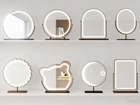 现代LED化妆镜 智能美妆镜 桌面梳妆镜su模型