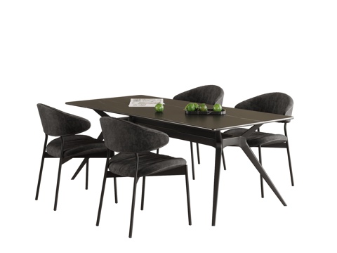 现代餐桌椅 餐桌 餐椅su模型