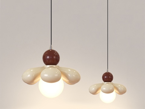  北欧小吊灯 中古风吊灯 现代奶油风吊灯 卧室床头小吊灯3d模型 