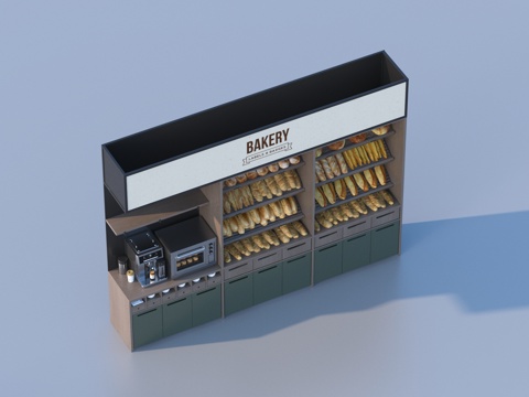  展示柜 面包蛋糕玻璃柜3d模型 