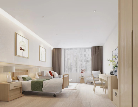 现代养老院单人卧室 标准间su模型