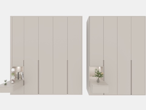  奶油风衣柜3d模型 