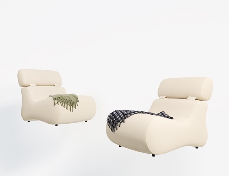 现代单人沙发 布艺沙发 休闲沙发 沙发椅su模型